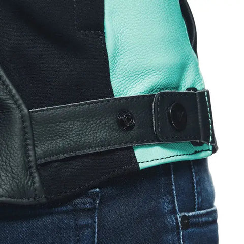 Chamarra de Piel para Mujer Dainese Racing 4 Black/Acqua-Green