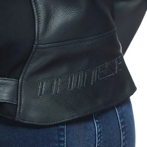 Chamarra de Piel para Mujer Dainese Racing 4 Black/Acqua-Green