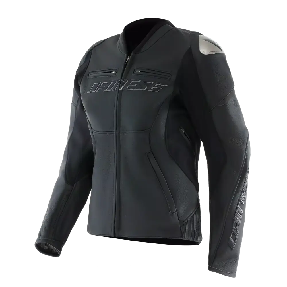 Chamarra de Piel para Mujer Dainese Racing 5 Black/Black