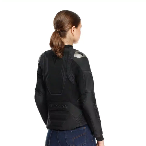 Chamarra de Piel para Mujer Dainese Racing 5 Black/Black