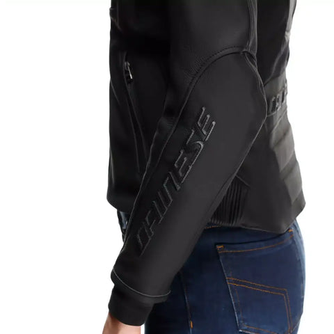 Chamarra de Piel para Mujer Dainese Racing 5 Black/Black