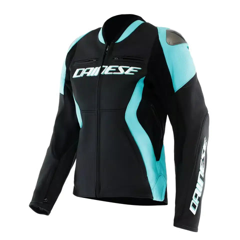 Chamarra de Piel para Mujer Dainese Racing 5 Black/Water