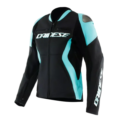 Chamarra de Piel para Mujer Dainese Racing 5 Black/Water
