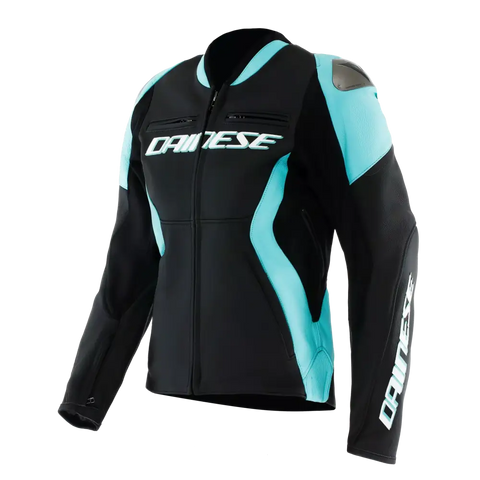 Chamarra de Piel para Mujer Dainese Racing 5 Black/Water