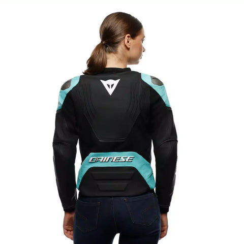 Chamarra de Piel para Mujer Dainese Racing 5 Black/Water