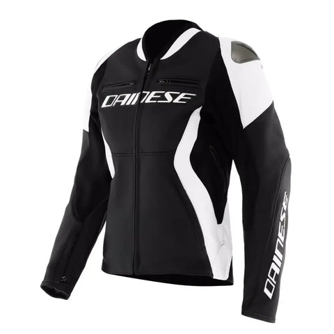 Chamarra de Piel para Mujer Dainese Racing 5 Black/White