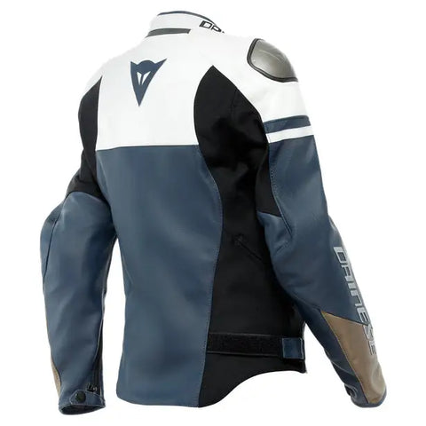 Chamarra de Piel para Mujer Dainese Rapida Black-Iris/White/Tibetan-Platinum