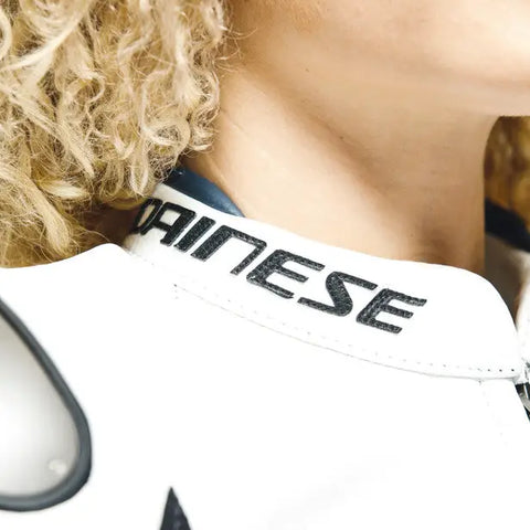 Chamarra de Piel para Mujer Dainese Rapida Black-Iris/White/Tibetan-Platinum