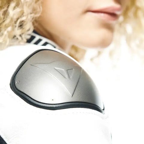 Chamarra de Piel para Mujer Dainese Rapida Black-Iris/White/Tibetan-Platinum