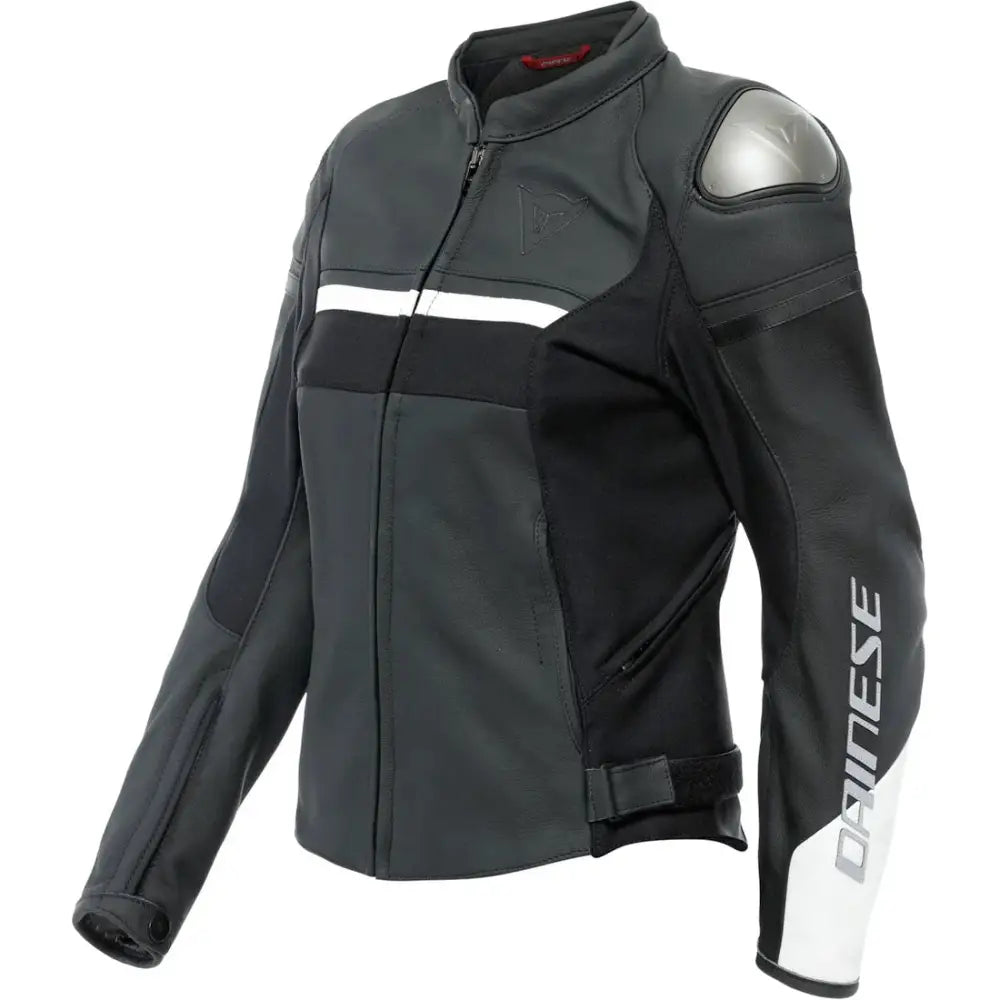 Chamarra de Piel para Mujer Dainese Rapida Black-Matt/White