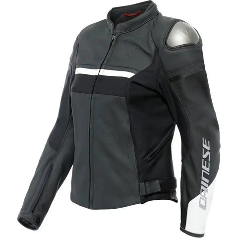 Chamarra de Piel para Mujer Dainese Rapida Black-Matt/White