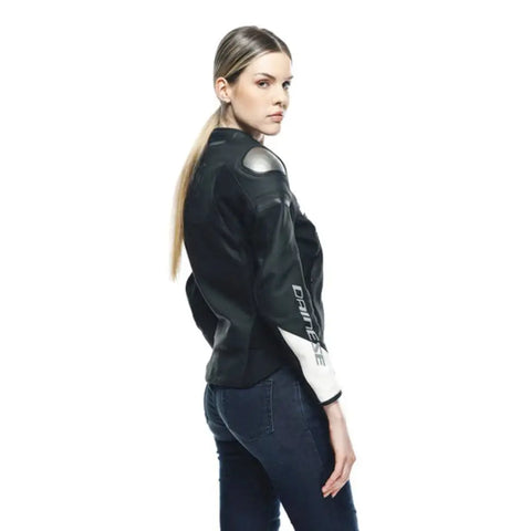 Chamarra de Piel para Mujer Dainese Rapida Black-Matt/White