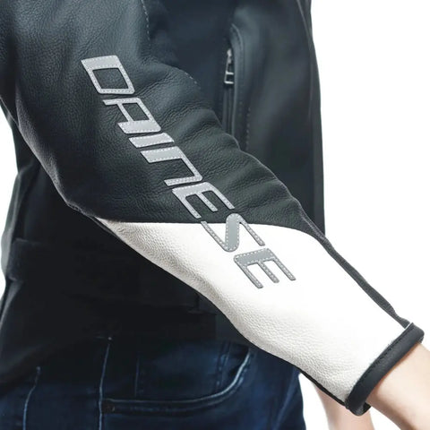 Chamarra de Piel para Mujer Dainese Rapida Black-Matt/White