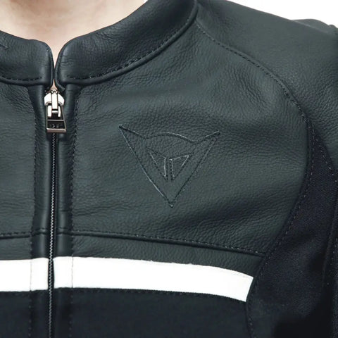 Chamarra de Piel para Mujer Dainese Rapida Black-Matt/White