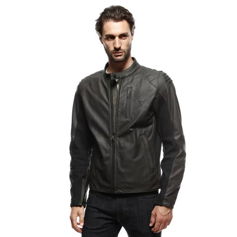 Chamarra de Piel Perforada Dainese Istrice Brown