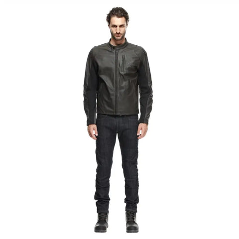 Chamarra de Piel Perforada Dainese Istrice Brown