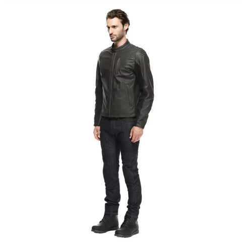 Chamarra de Piel Perforada Dainese Istrice Brown