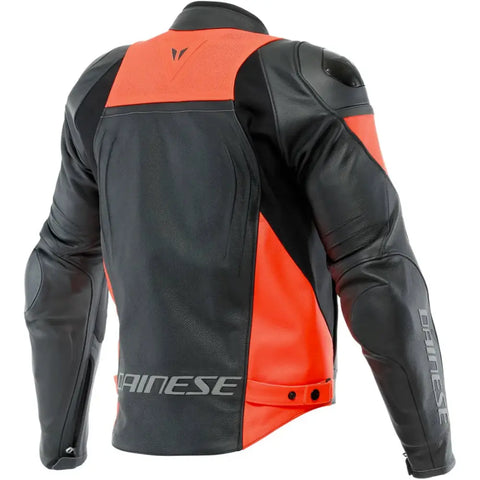 Chamarra de Piel Perforada Dainese Racing 4 Estiva Black/Fluo-Red