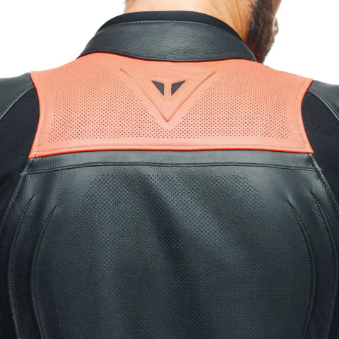 Chamarra de Piel Perforada Dainese Racing 4 Estiva Black/Fluo-Red