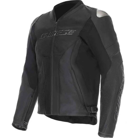 Chamarra de Piel Perforada Dainese Racing 5 Black/Black/Black