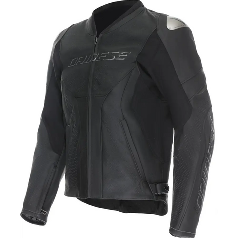 Chamarra de Piel Perforada Dainese Racing 5 Black/Black/Black