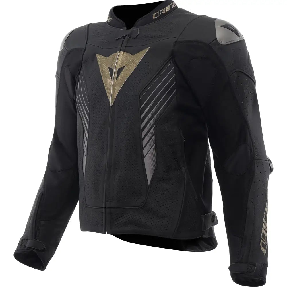 Chamarra de Piel Perforada Dainese Super Speed 5 Black/Gold