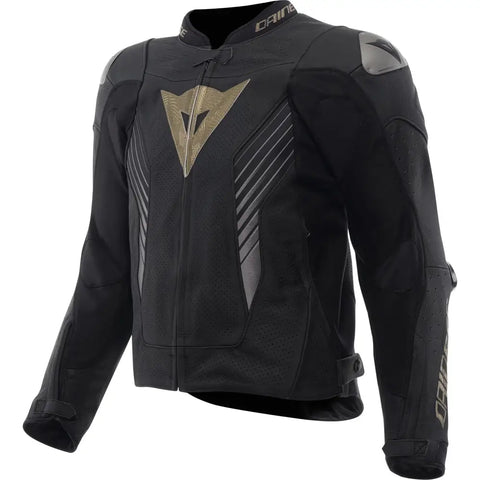 Chamarra de Piel Perforada Dainese Super Speed 5 Black/Gold