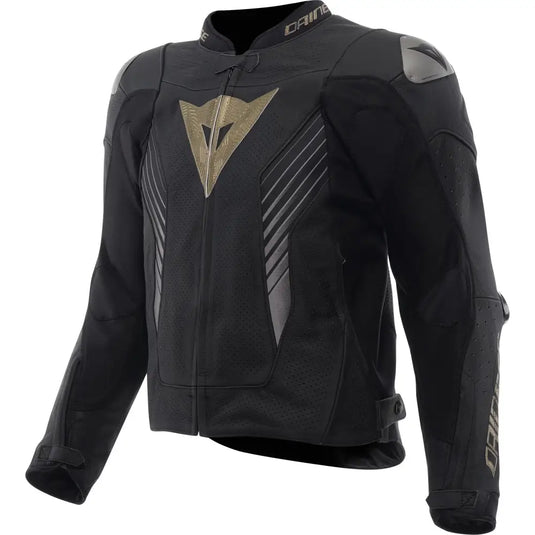 Chamarra de Piel Perforada Dainese Super Speed 5 Black/Gold