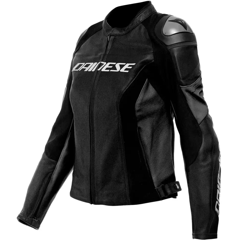 Chamarra de Piel Perforada para Mujer Dainese Racing 4 Estiva Black/Black