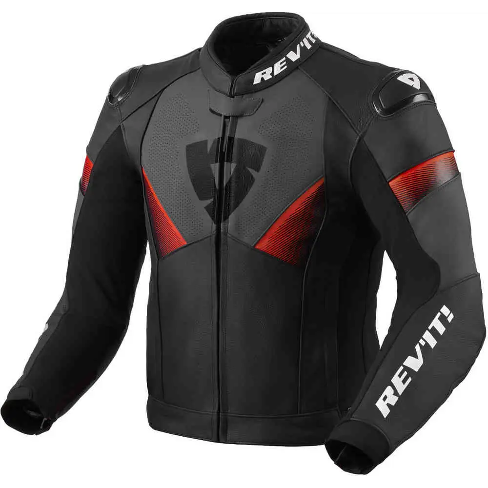 Chamarra de Piel REV’IT! Argon 2 Black/Neon Red