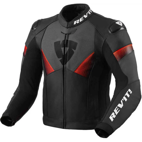 Chamarra de Piel REV’IT! Argon 2 Black/Neon Red