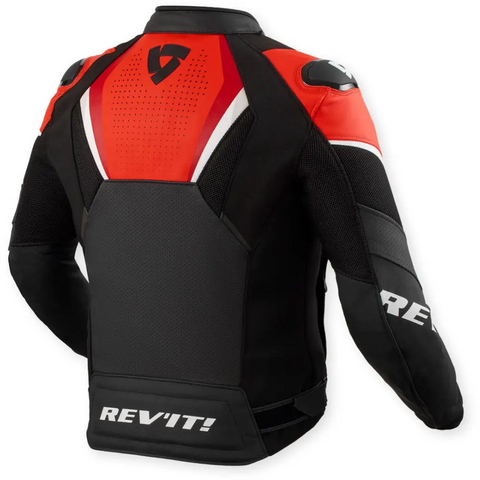 Chamarra de Piel REV’IT! Automate Black/Neon Red