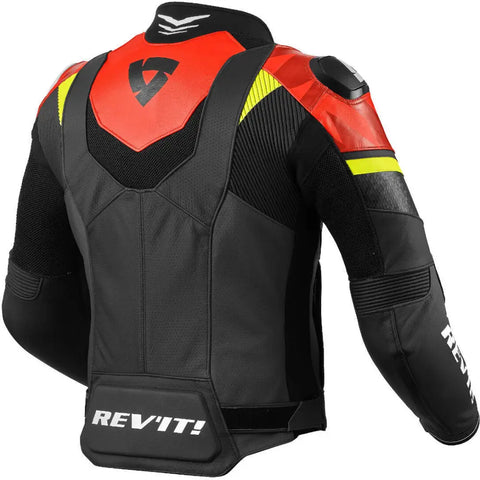 Chamarra de Piel REV'IT! Hyperspeed 2 Air Black/Neón Red