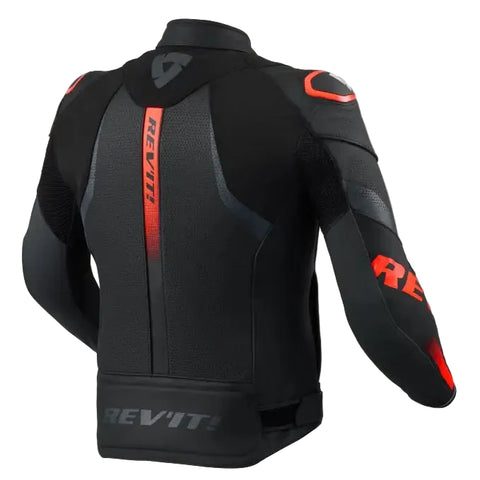 Chamarra de Piel REV'IT! Hyperspeed 3 Air Black/Neón Red