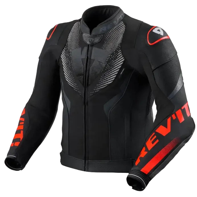 Chamarra de Piel REV'IT! Hyperspeed 3 Air Black/Neón Red
