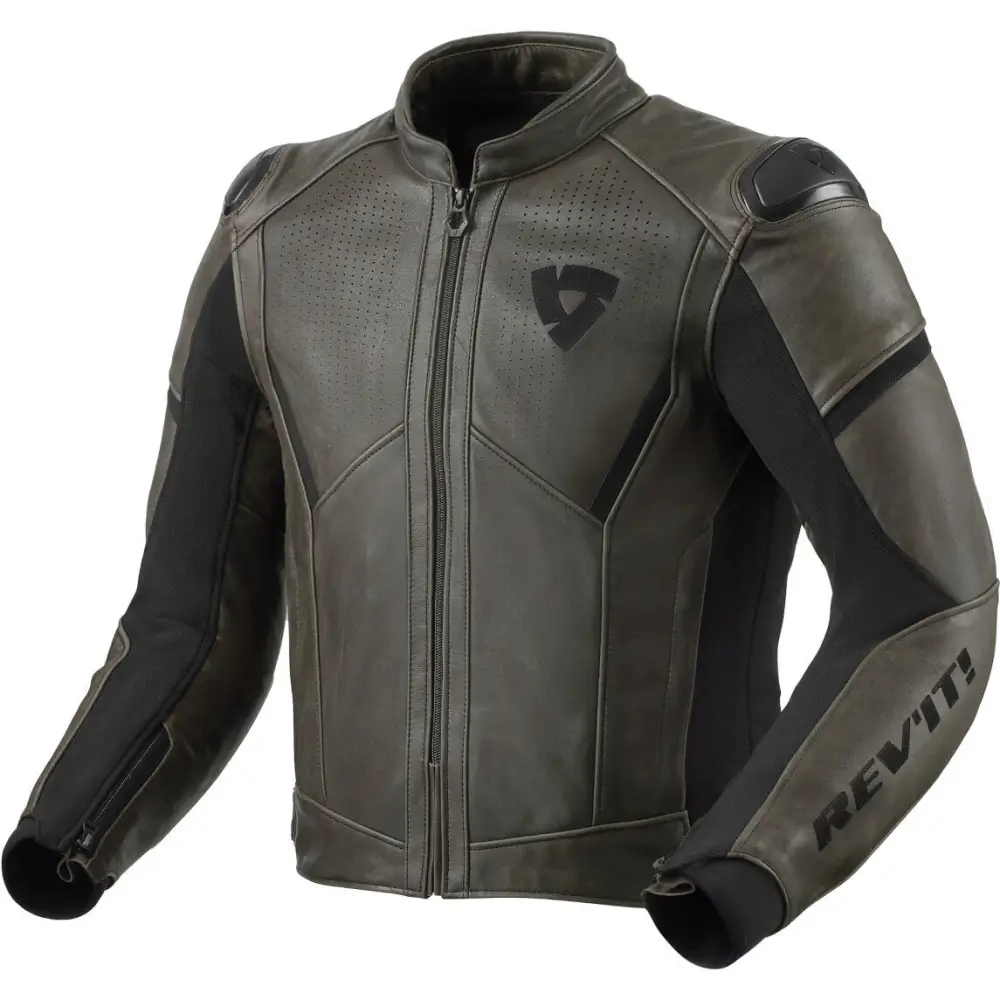 Chamarra de Piel REV’IT! Parallax Black Olive