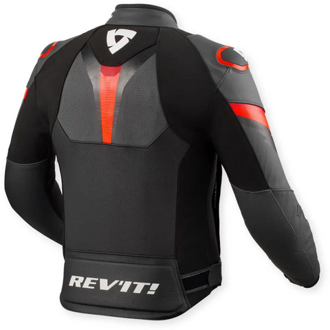 Chamarra de Piel REV’IT! Quantum 3 Black/Neon Red
