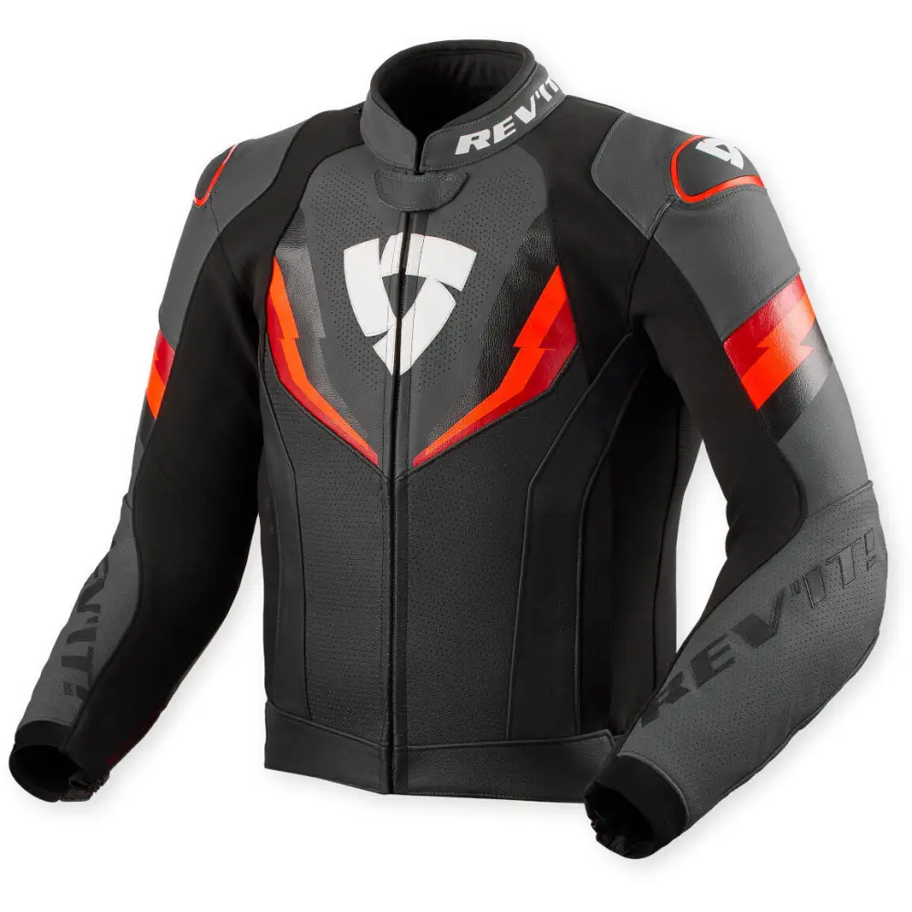 Chamarra de Piel REV’IT! Quantum 3 Black/Neon Red