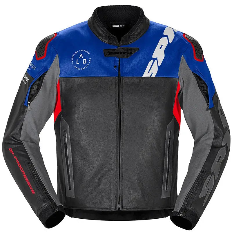 Chamarra de Piel Spidi DP-Progressive Black/Red/Blue