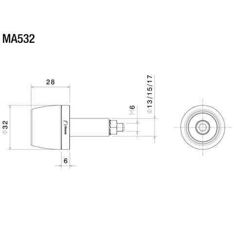 Contrapesos para Manillar Rizoma Handlebar Ends, Gold