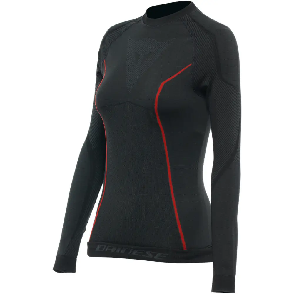 Dainese Thermo LS para Mujer, Camisa Térmica Manga Larga Black/Red