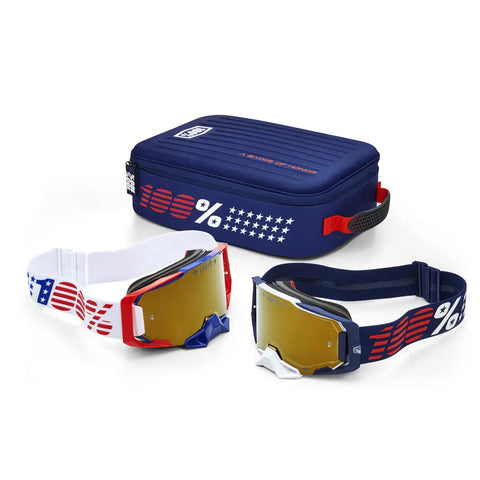 Goggles 100% Armega Patriot Pro Pack White/Navy True Gold Mirror