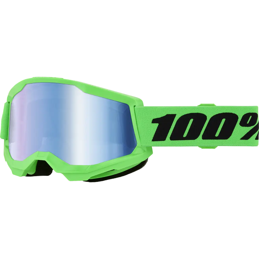 Goggles 100% Strata 2 Neon Green Blue Mirror