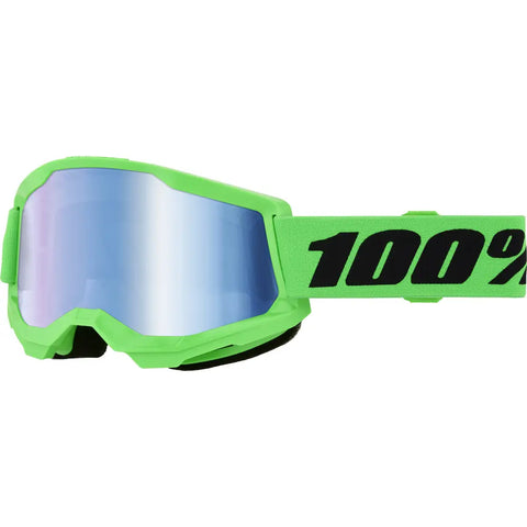 Goggles 100% Strata 2 Neon Green Blue Mirror