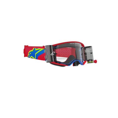 Goggles Alpinestars Supertech Corp Absolute Vision Red/Blue, Clear Lens con Roll-Off