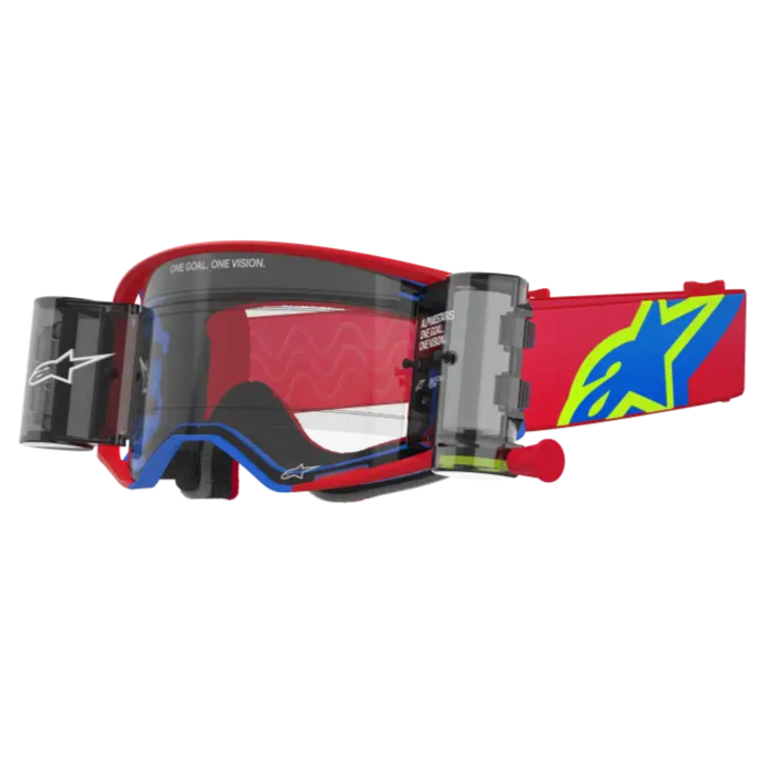 Goggles Alpinestars Supertech Corp Absolute Vision Red/Blue, Clear Lens con Roll-Off