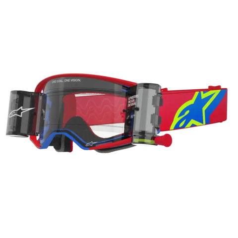 Goggles Alpinestars Supertech Corp Absolute Vision Red/Blue, Clear Lens con Roll-Off