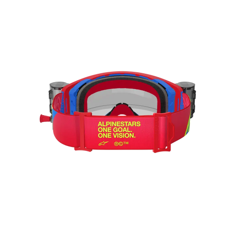 Goggles Alpinestars Supertech Corp Absolute Vision Red/Blue, Clear Lens con Roll-Off