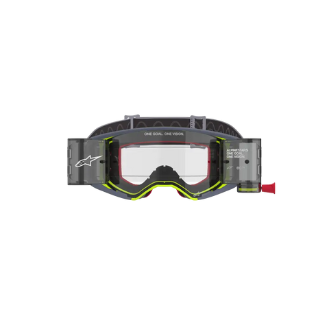 Goggles Alpinestars Supertech Stream Absolute Vision Gray/Fluo Yellow, Clear Lens con Roll-Off