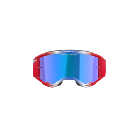 Goggles Alpinestars Vision 5 Corp Red/White/Blue, Mirror Blue Lens